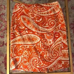 The Pencil Skirt J. Crew Orange Paisley